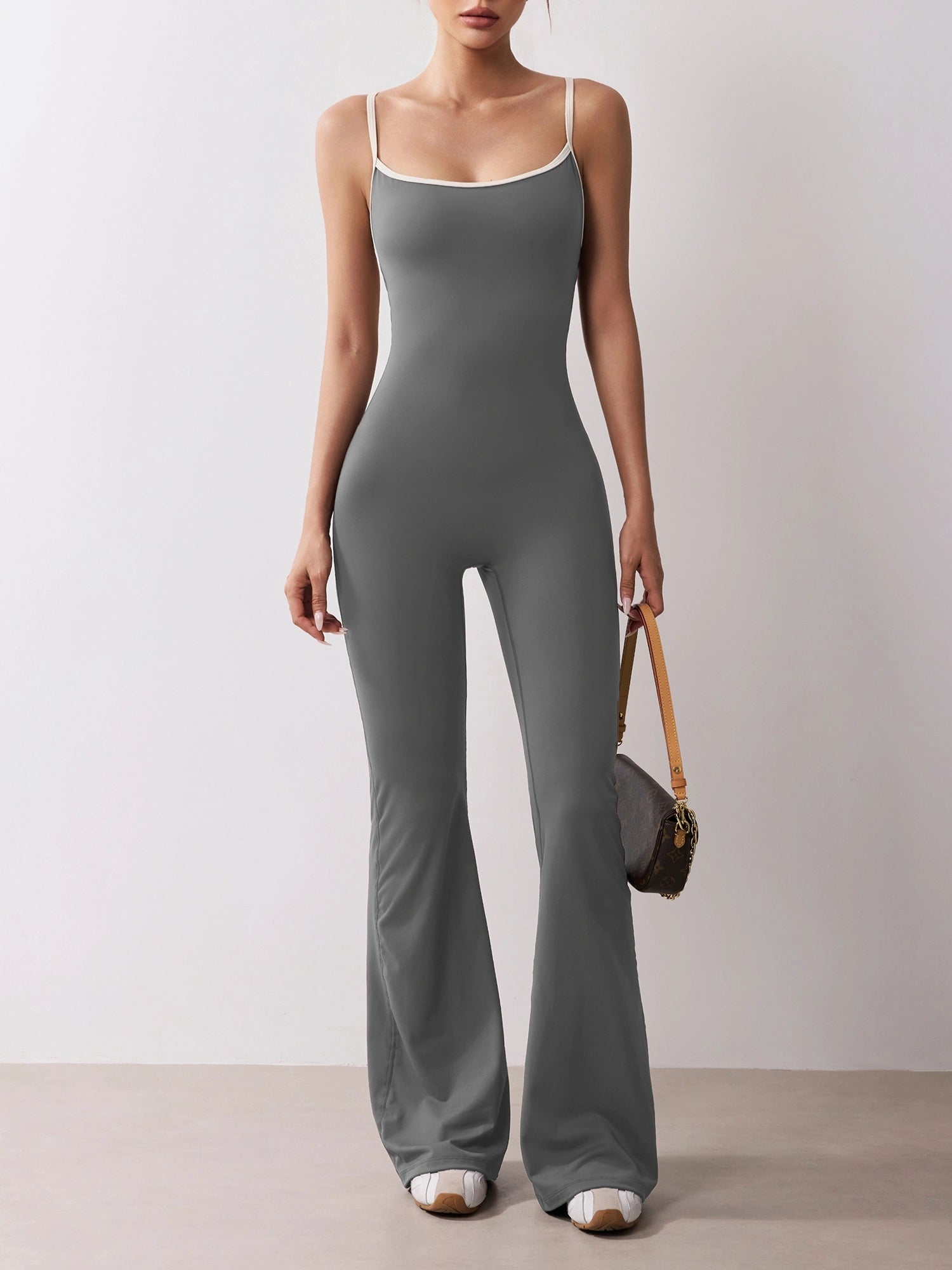 Fitness Crossed Back Tank Jumpsuit for Women