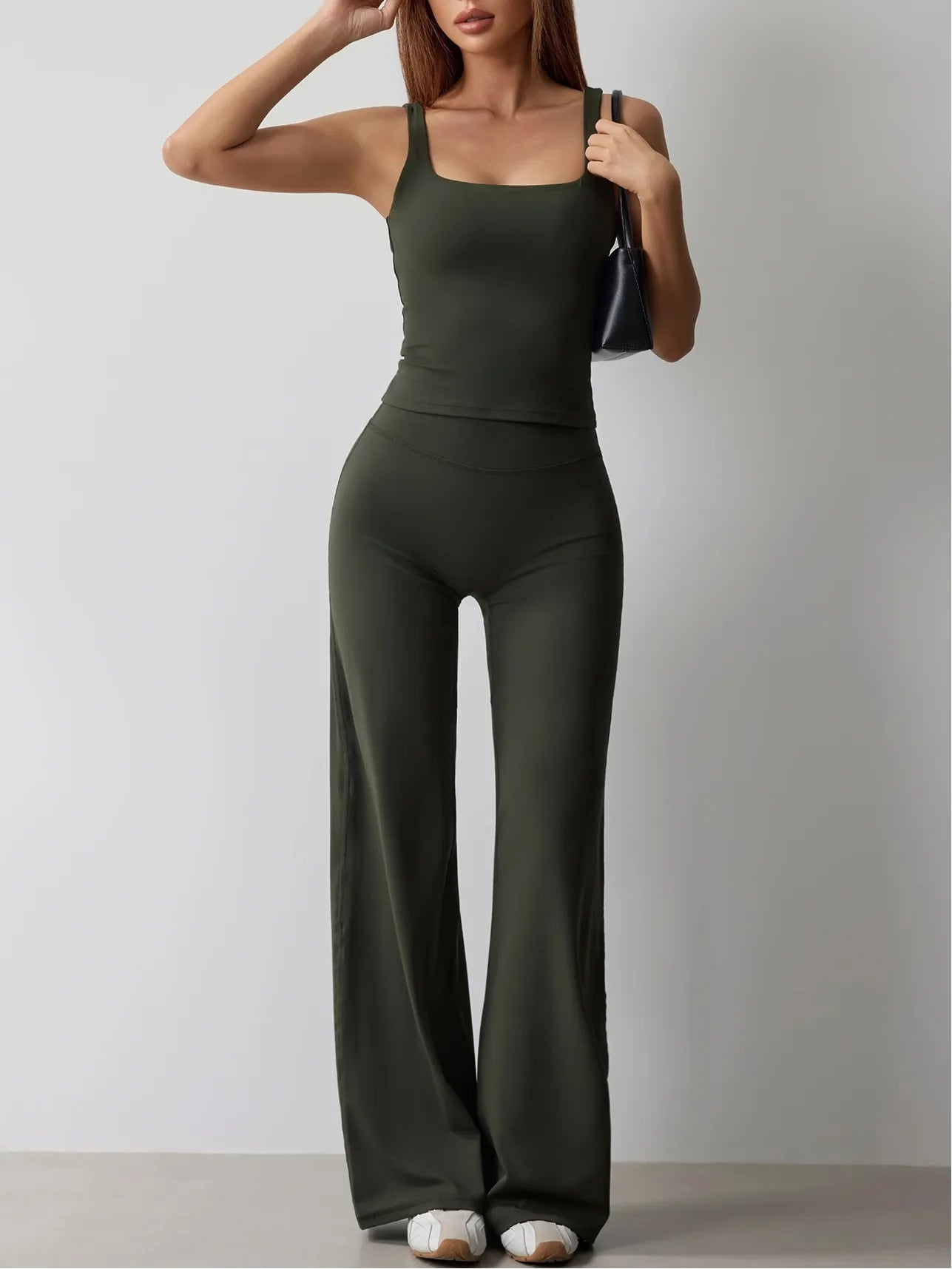 Fitness Tank and Wide-leg Pants Outfit Suit for Women