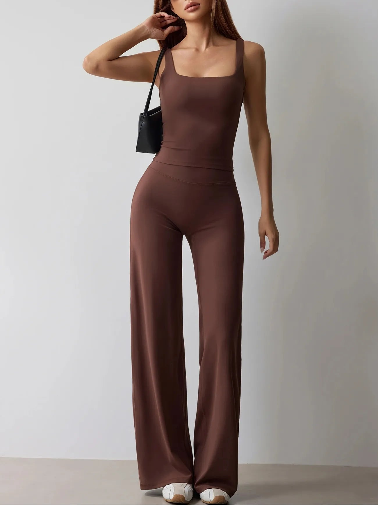 Fitness Tank and Wide-leg Pants Outfit Suit for Women