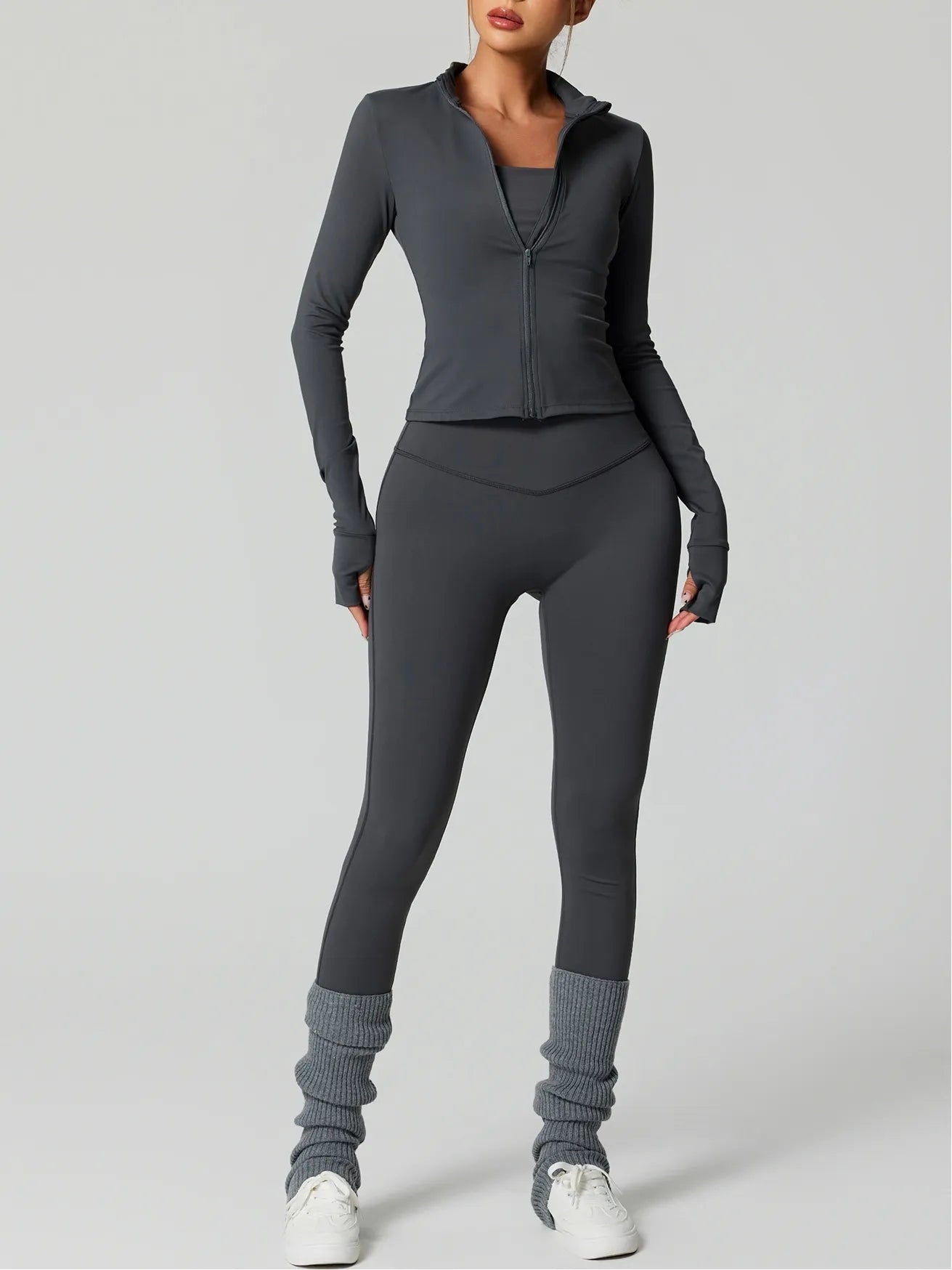 Fitness Classic Stand Collar Outfit Suit for Women